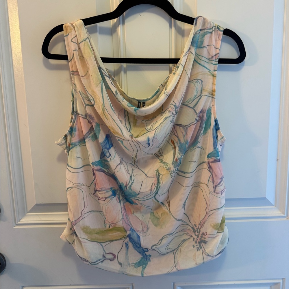 Anthropologie Floral Mesh Tank Top - XL